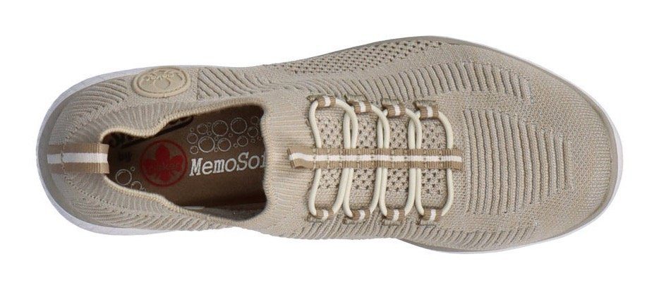 mit hellbeige Sneaker Rieker Elastik-Einstieg Slip-On