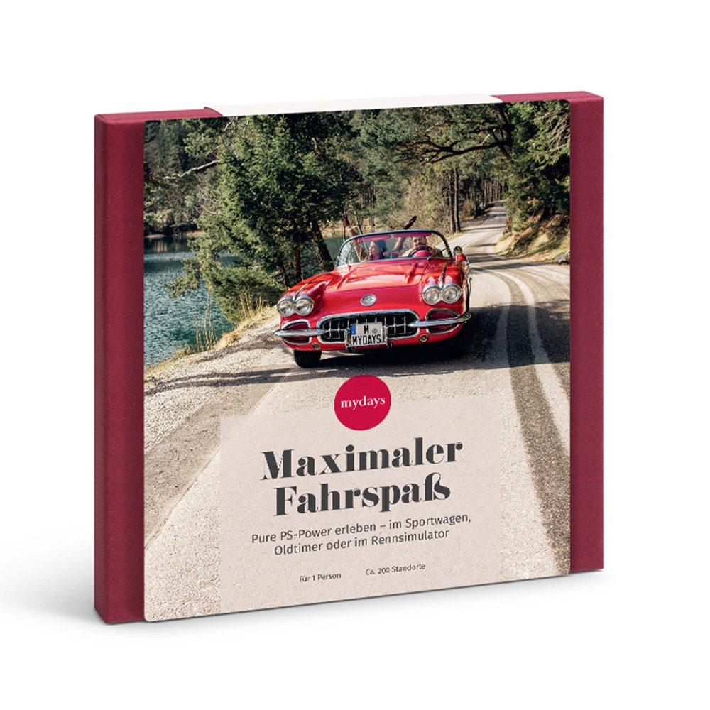 mydays Erlebnisgutschein Geschenkbox Maximaler Fahrspaß, Die Box mit PS unter der Haube. Von der Spritztour im Traumauto bis z…