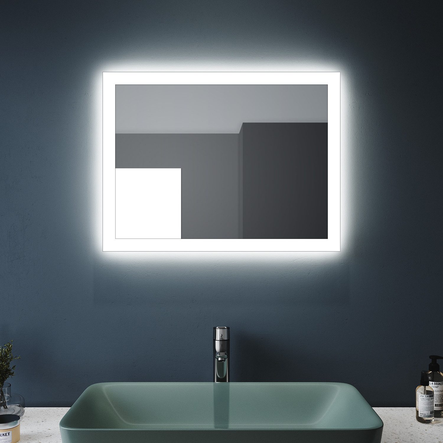 SONNI Badspiegel mit Beleuchtung LED Badezimmerspiegel,Wandschalter,kaltwei günstig online kaufen