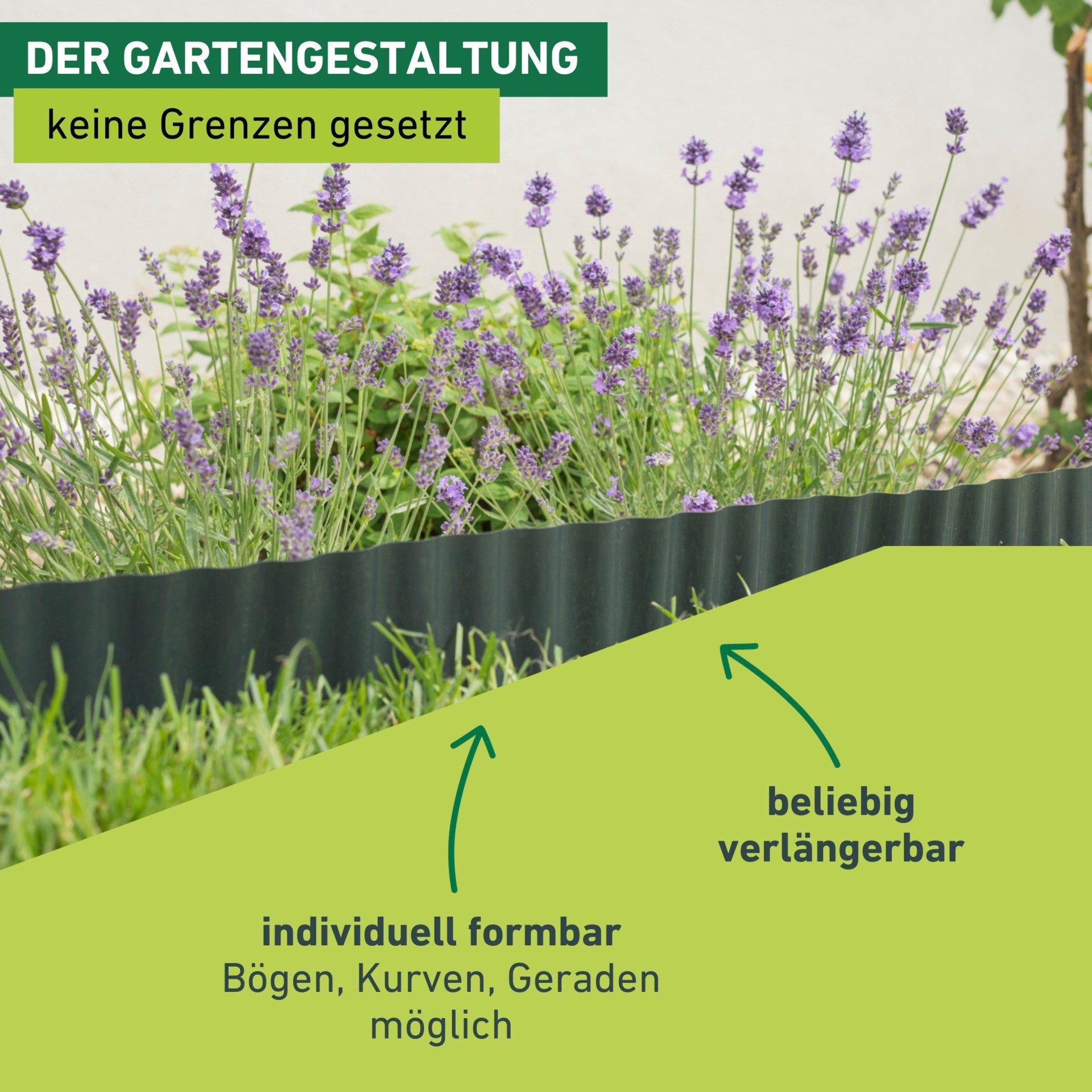 Windhager Rasenkante zur Einfassung von Rasenflächen, anthrazit, LxH: 900x20 cm, langlebige Beeteinfassung, erhältlich in 15 x 9 m oder 20 x 9 m