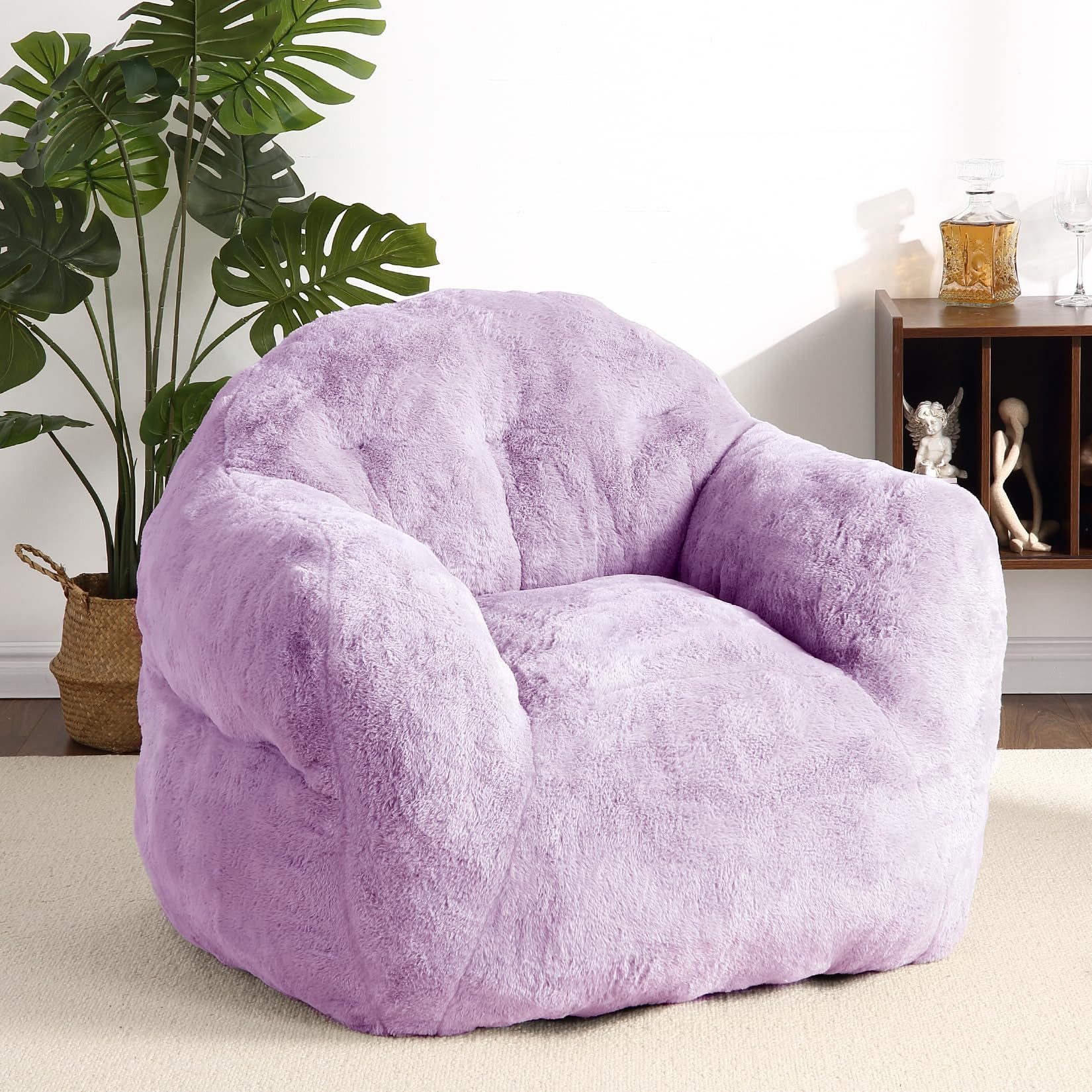 GarveeMore Sitzsack Sessel mit Rücken- und Armlehne, hochdichter Schaumstoff & Plüsch, für Wohnzimmer, Schlafzimmer, Leseecke