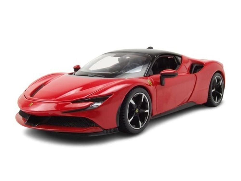 Bburago Modellauto Ferrari SF90 Stradale rot schwarz, Maßstab 1:24