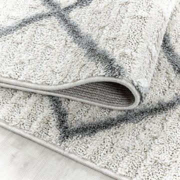 Hochflor-Teppich Boho-Design, Carpetsale24, Rund, Höhe: 20 mm, Teppich Wohnzimmer Boho Design 3D Optik Skandinavische Stil
