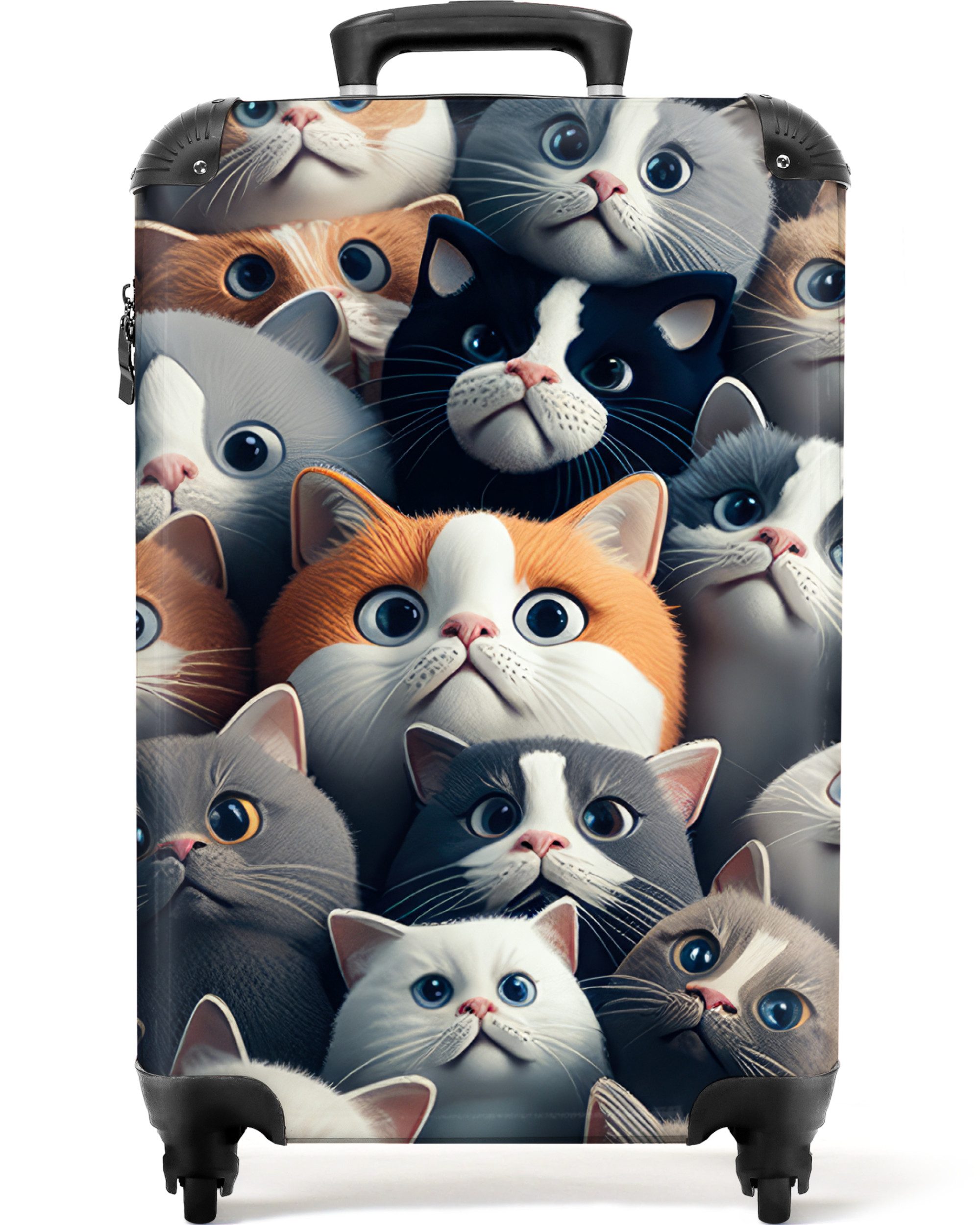 Kinderkoffer Katze - Tiere - Katze - Grau - Muster - Kind 55x35x20cm