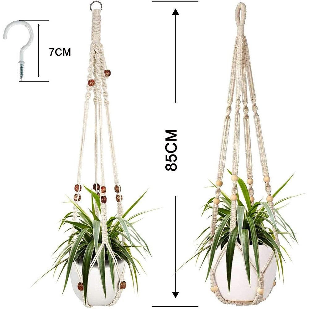 TUWENA Blumenampel 2-teiliges Pflanzenregal mit 4 Haken, gewebter Blumenampel