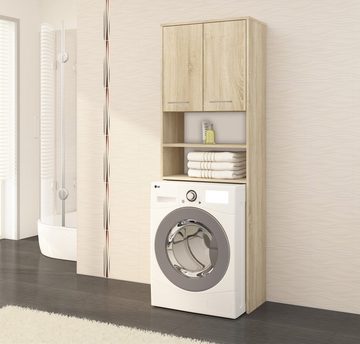 Home Collective Waschmaschinenumbauschrank 64x30x180cm, Badezimmer Hochschrank, mit 2 Türen und 4 Regalen Badschrank Badregal Flur sonoma