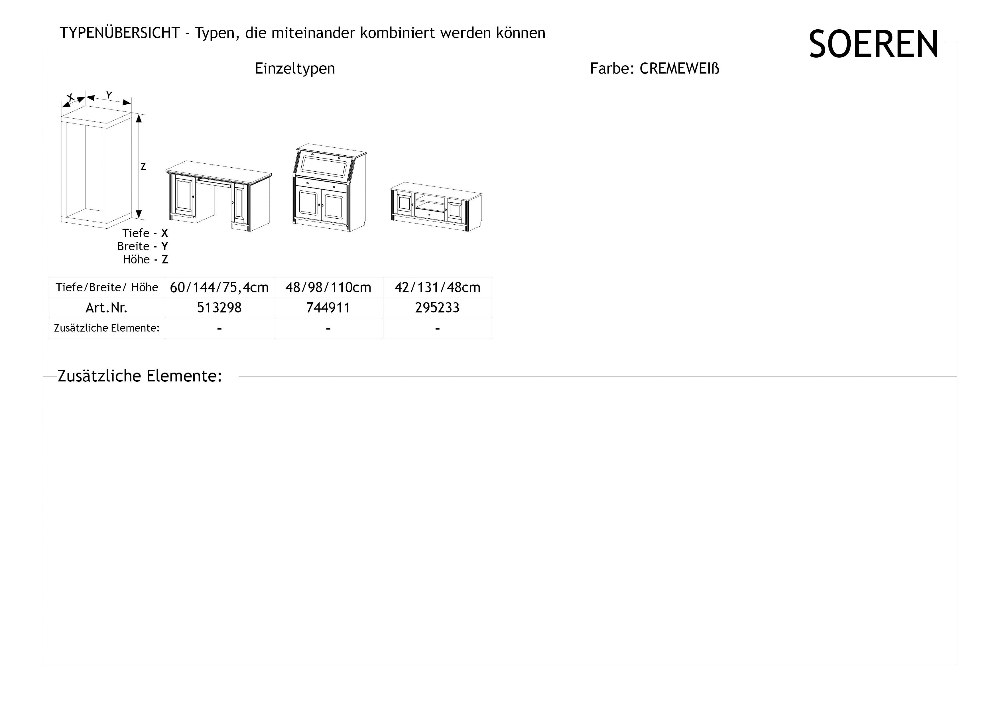 Home affaire Schreibtisch Soeren, aus Kiefer, Tastaturauszug weiß massiver mit