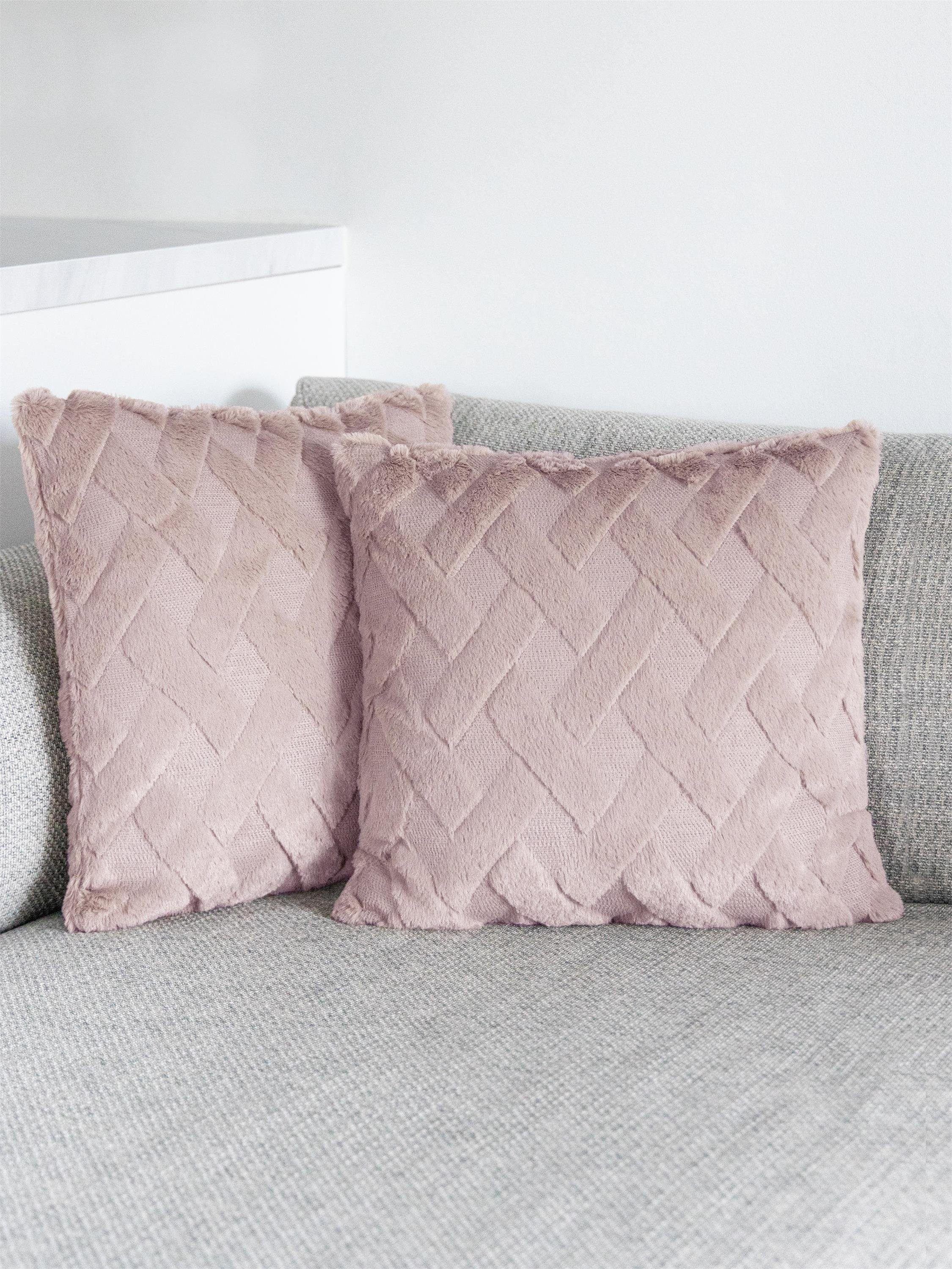 Aspero Dekokissen 4er Set Kissenbezüge Sofia, Plüsch Couchkissen 45 x 45 cm mit Cashmere Feeling – Bild 5 von 5