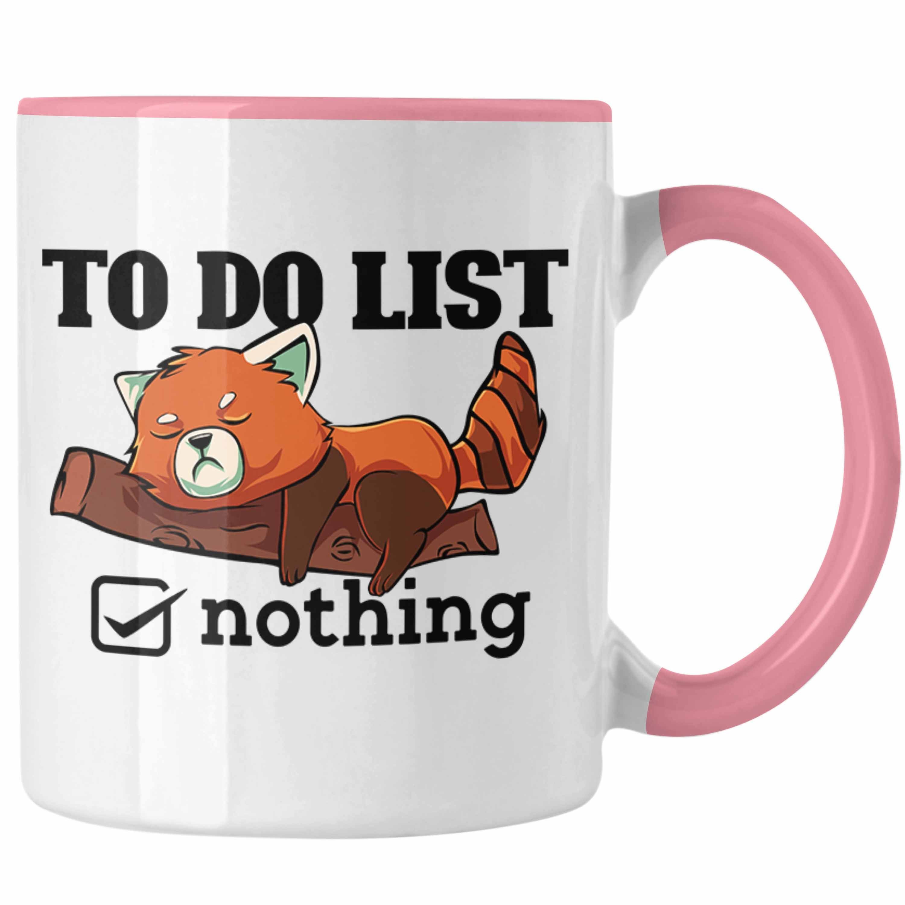 Trendation Tasse Lustige Roter Panda Tasse Witziges Geschenk für Tierliebhaber Rosa