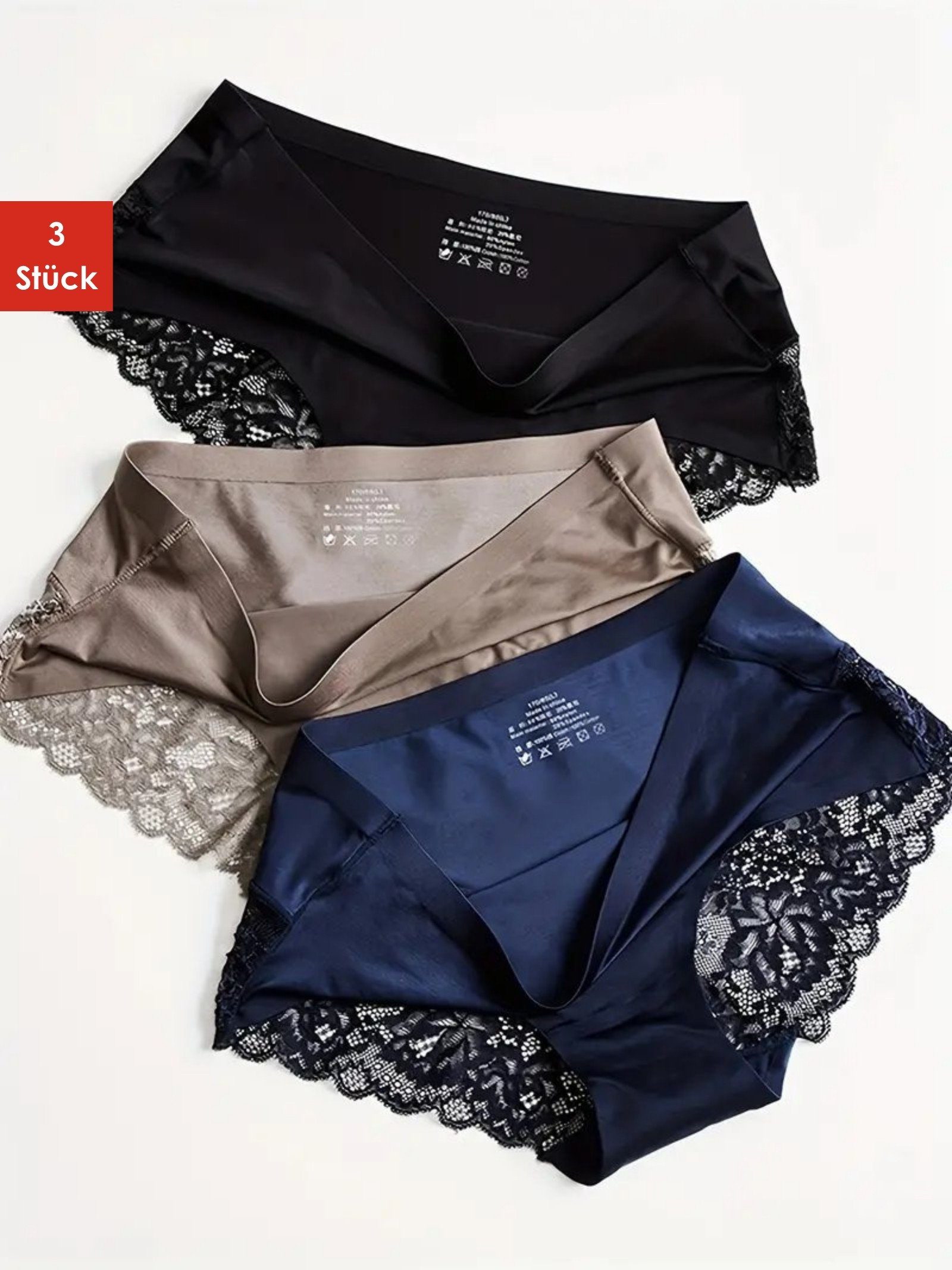 Tangaslip Bequeme Dessous, mehrfarbige Spitzenunterhosen, Satinslips