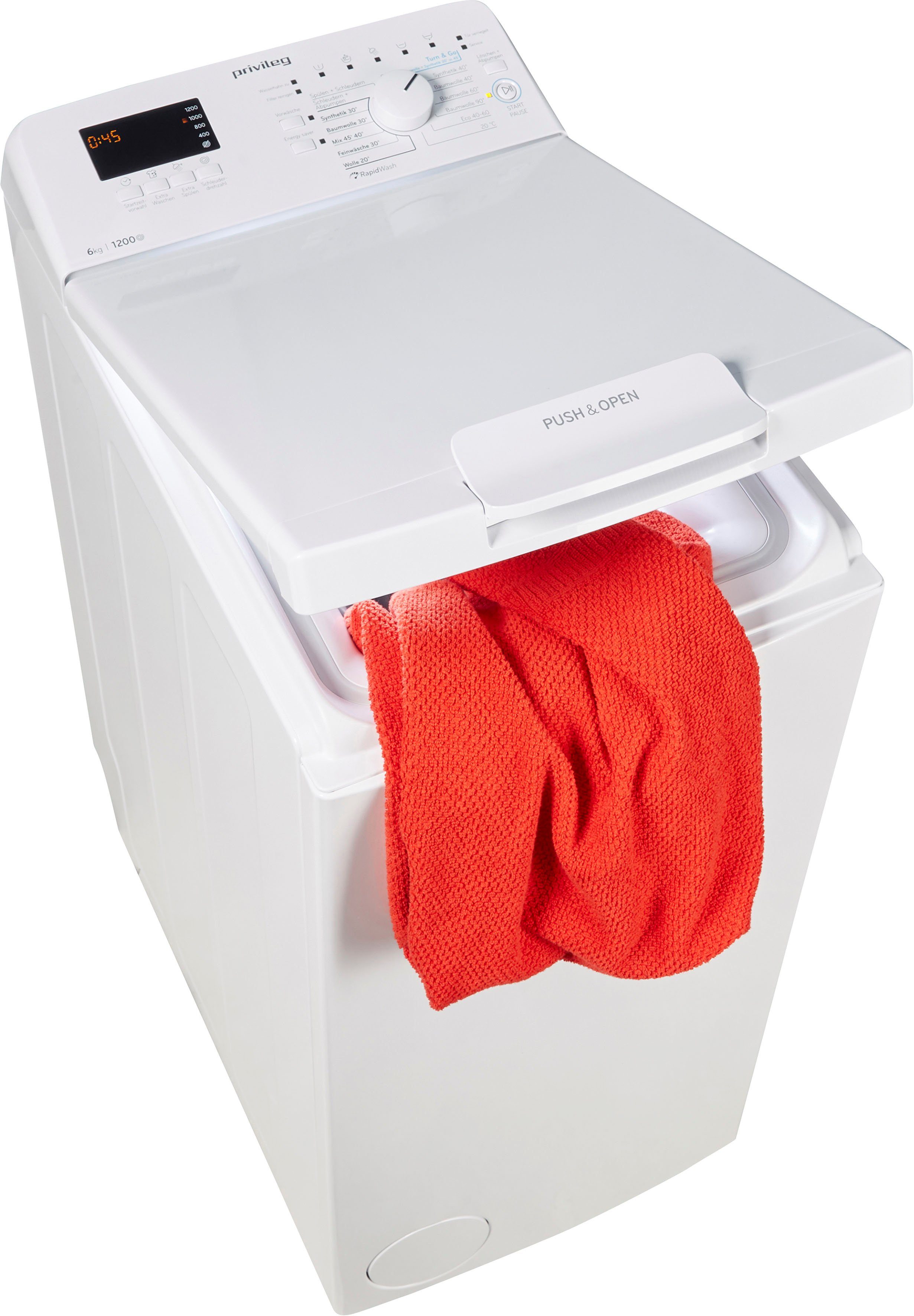 Privileg Waschmaschine Toplader PWT C623 N, 6 kg, 1200 U/min, Turn&Go, Rapid Wash, Mix 45 min. bei voller Beladung, SoftOpening – Bild 2 von 5