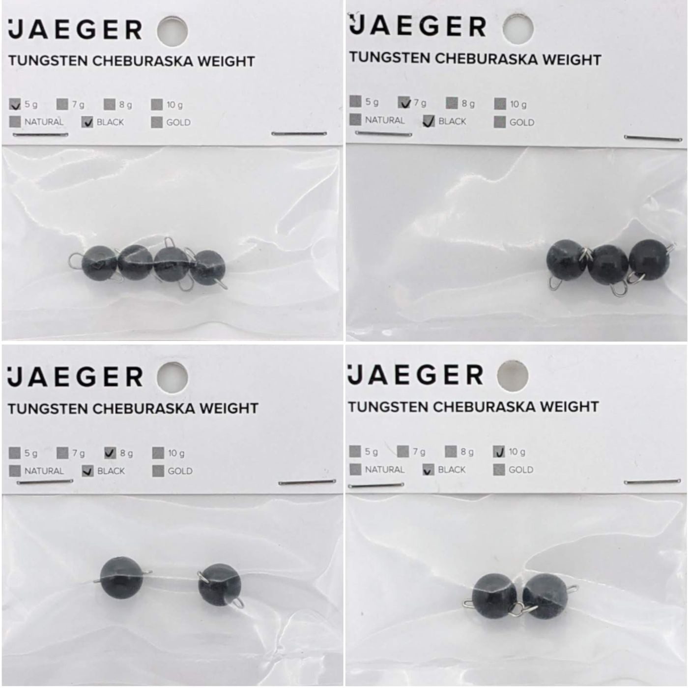 Jaeger Jighaken Jaeger Fishing Black Tungsten Cheburashka Sinker - Jigköpfe