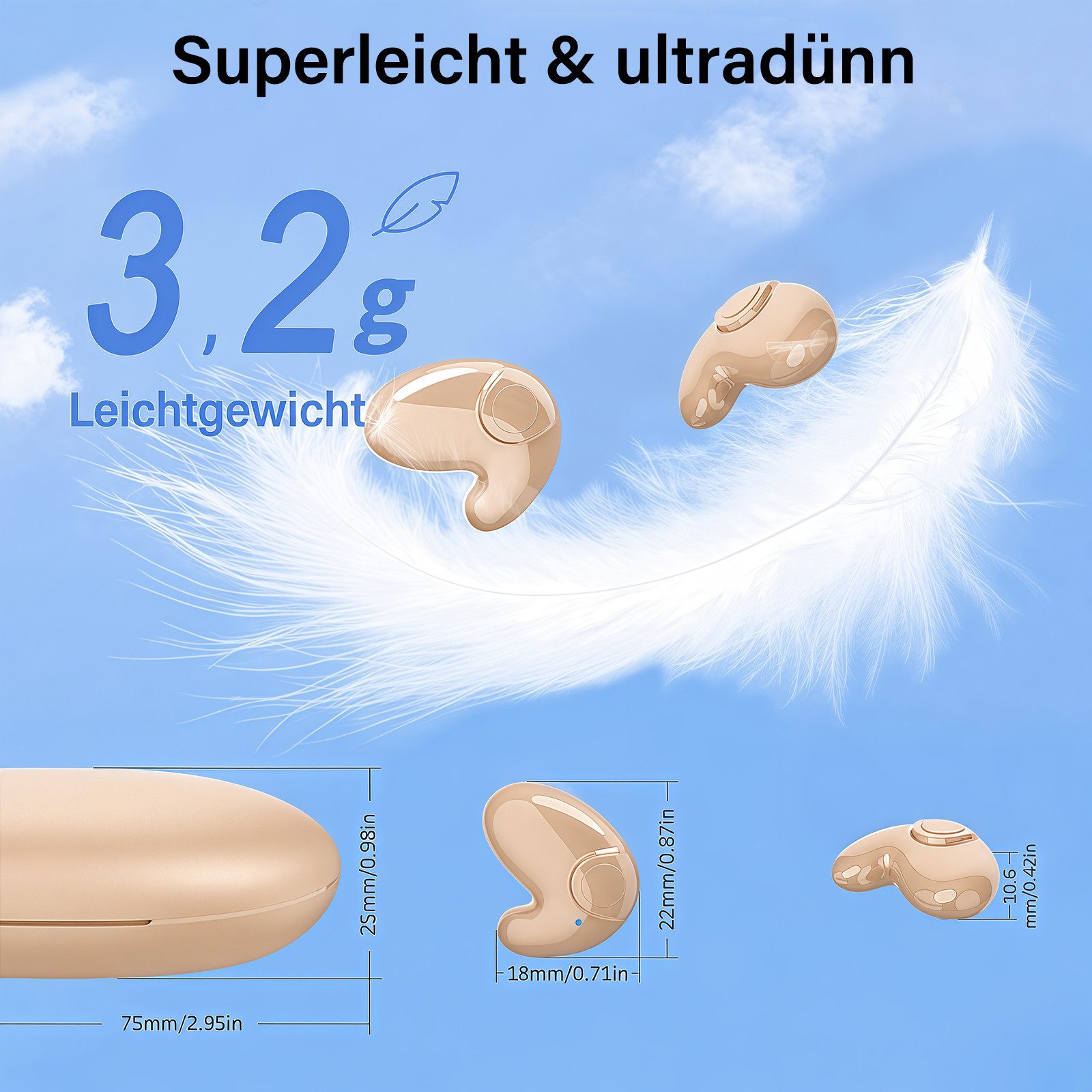 MOPUEA In-Ear Schlafkopfhörer kabellose Schlaf-Ohrhörer für Seitenschläfer Bluetooth-Kopfhörer (integriertes Mikrofon, Kompakt mit Typ-C-Schnellladehülle) – Bild 2 von 5