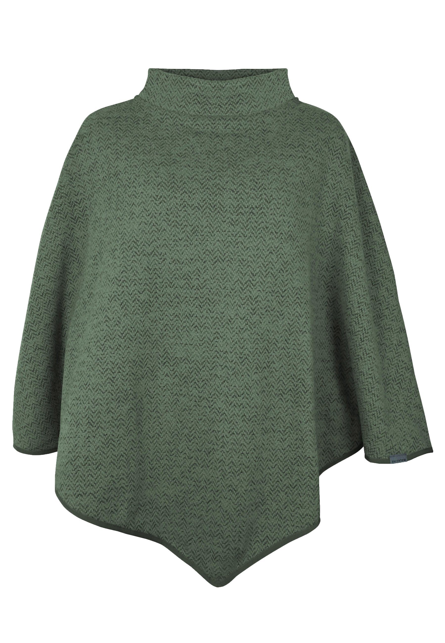 Elkline Strickpullover Cozy Cape Strickfleece-Poncho mit Stehkragen soft olive