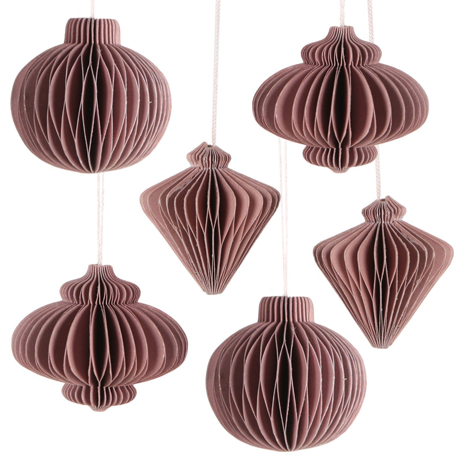 Logbuch-Verlag Dekofigur 6 Weihnachtsbaumanhänger Papierkugeln in Altrosa, günstig online kaufen