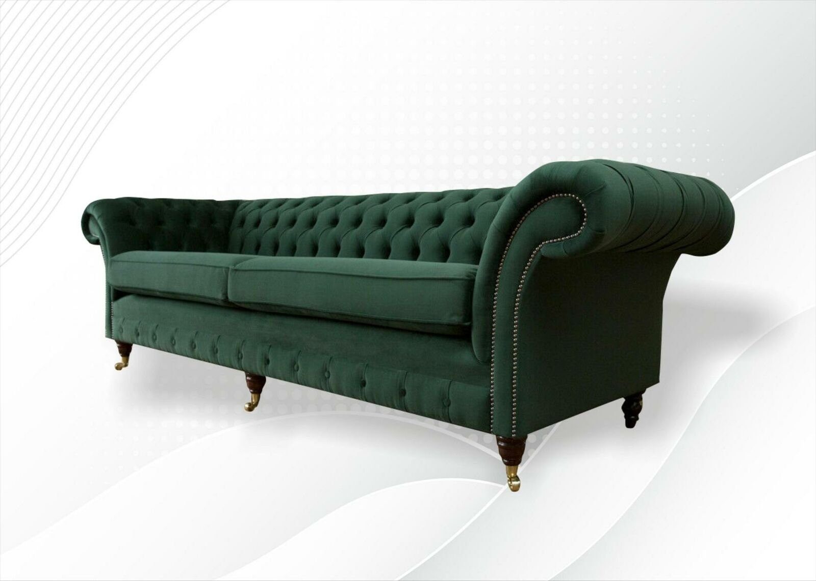 JVmoebel Chesterfield-Sofa Große Luxus Grüne Chesterfield Sofa moderne Couch Neu, Made in Europe
