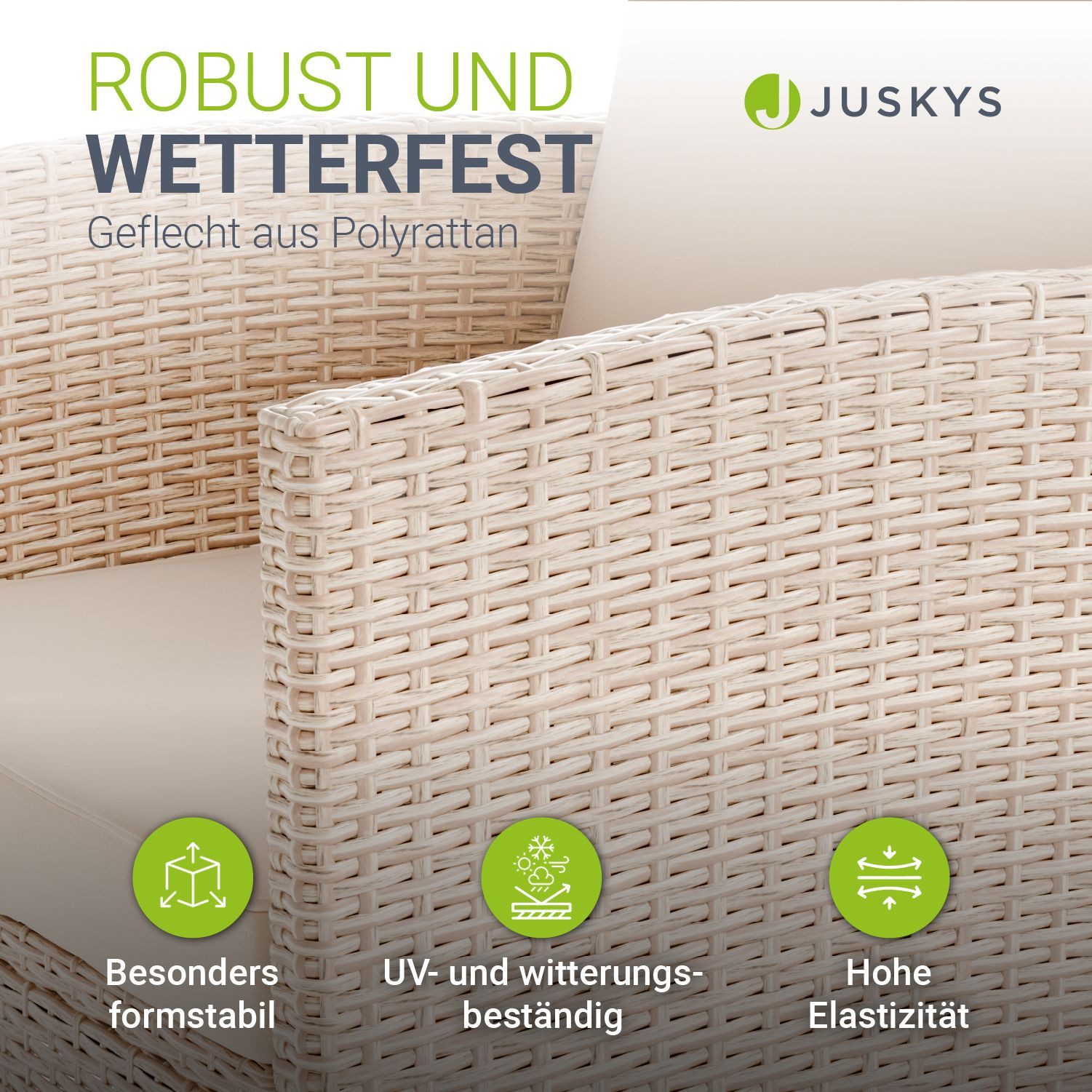 Juskys Gartenlounge-Set Turin, (6-tlg), Polyrattan Sitzgruppe für 7 Personen, Gartenmöbel Set 6-teilig