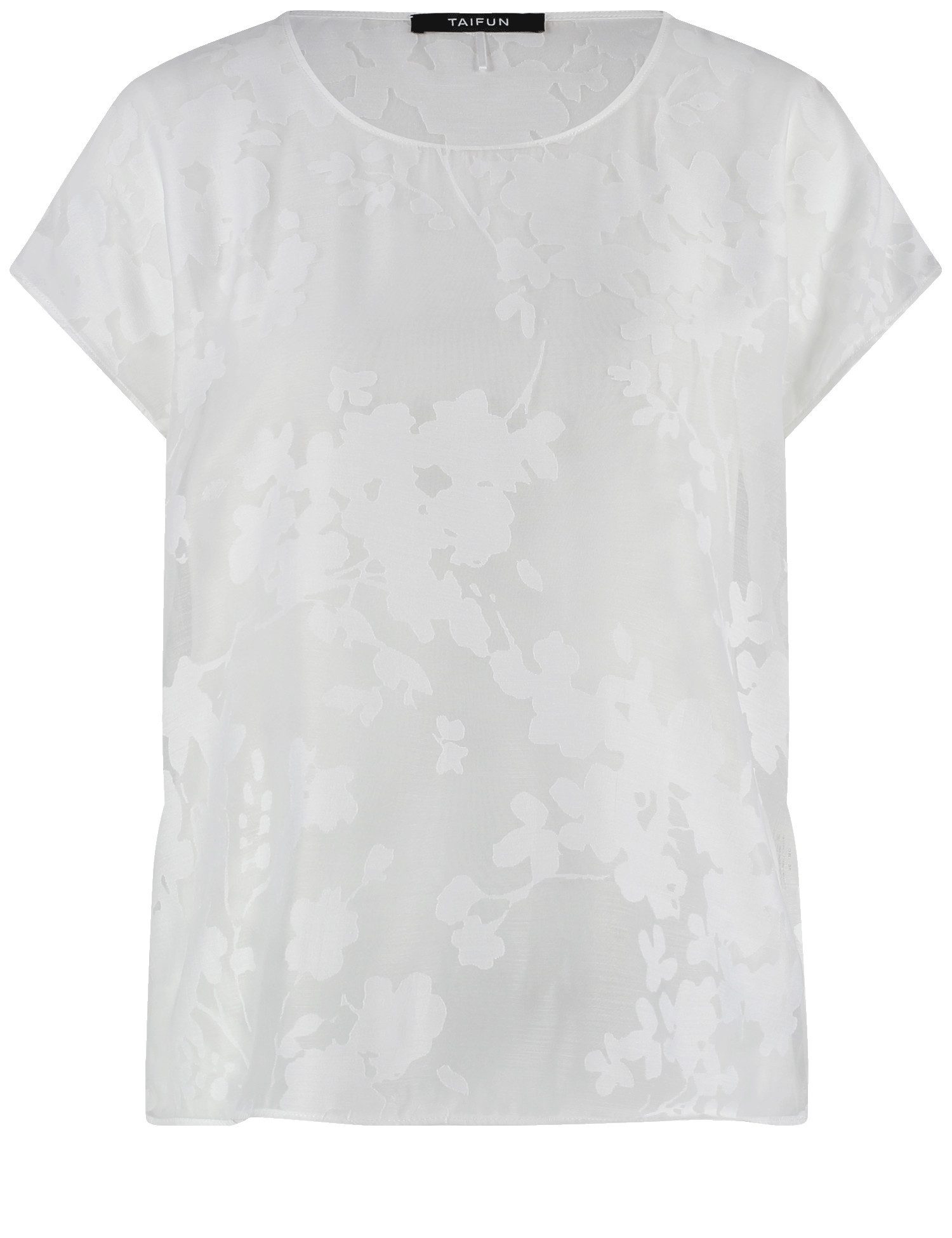 Taifun Kurzarmbluse – Unifarbenes T-Shirt mit Rundhalsausschnitt