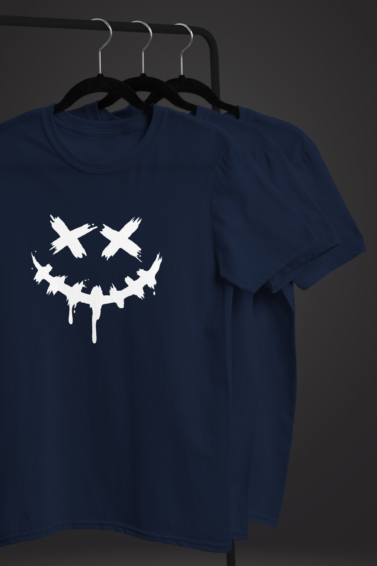 Neverless Print-Shirt Herren T-Shirt Bedruckt Techwear Fashion Streetstyle Smiling Face mit Print