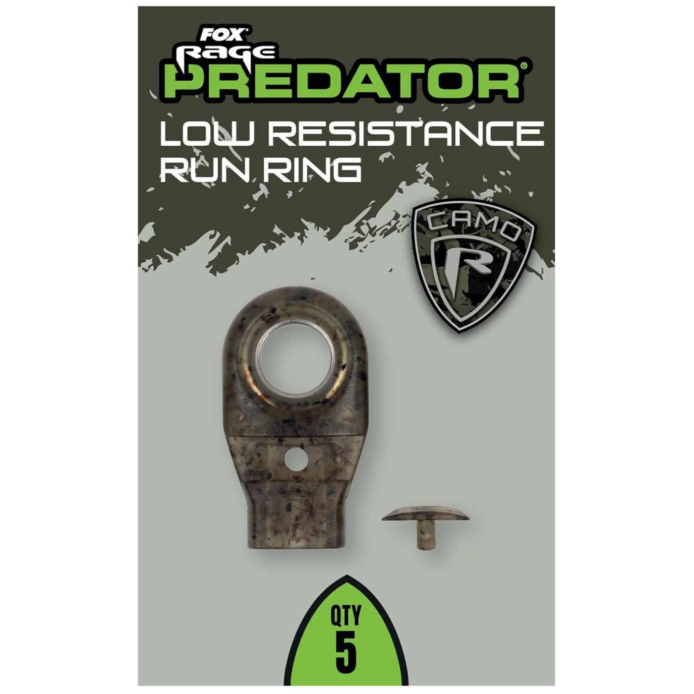 Angelgewicht Fox Rage Predator Camo Low Resistance Run Ring - 5 Bleiclips