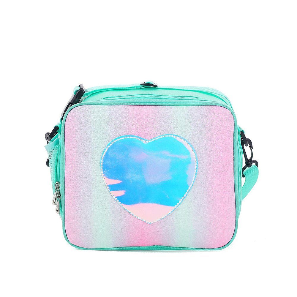 GelldG Standbag Lunchbag für Kinder, Portable Rainbow Glitter Lunch Bag grün