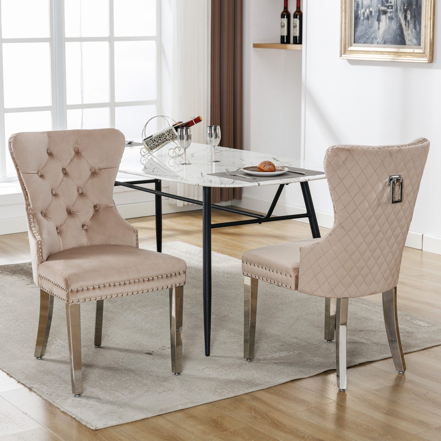 Flieks Esszimmerstuhl (2 St), 2er Set Polsterstuhl Wohnzimmerstuhl Küchenst günstig online kaufen