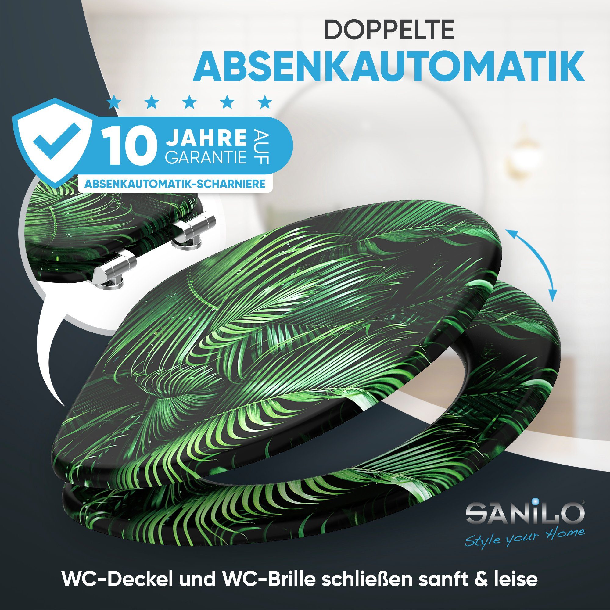 Sanilo WC-Sitz Palmdream mit Absenkautomatik, Toilettendeckel direkt vom Hersteller, hochwertig & modern mit Motiv, universell, leichte Montage – Bild 3 von 5