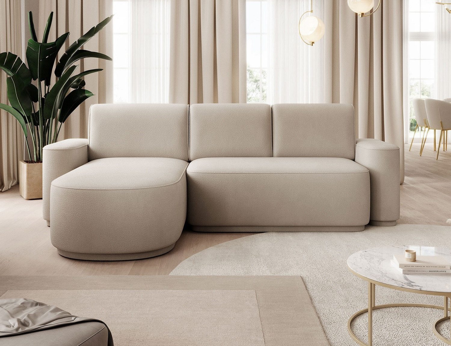 Myhomelando Ecksofa Orumm L-Form, Schlaffunktion, Bettkasten - 285 x 180 cm, Ecksofa L-Form mit Schlaffunktion und Bettkasten