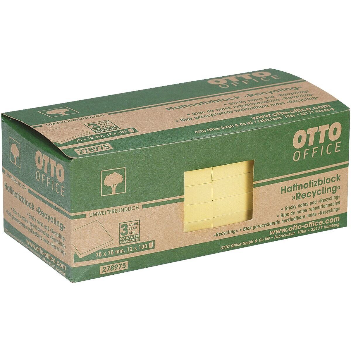 Otto Office Nature Haftnotizblock Recycling Notes, 7,5x7,5 cm, in praktischer Vorratsbox