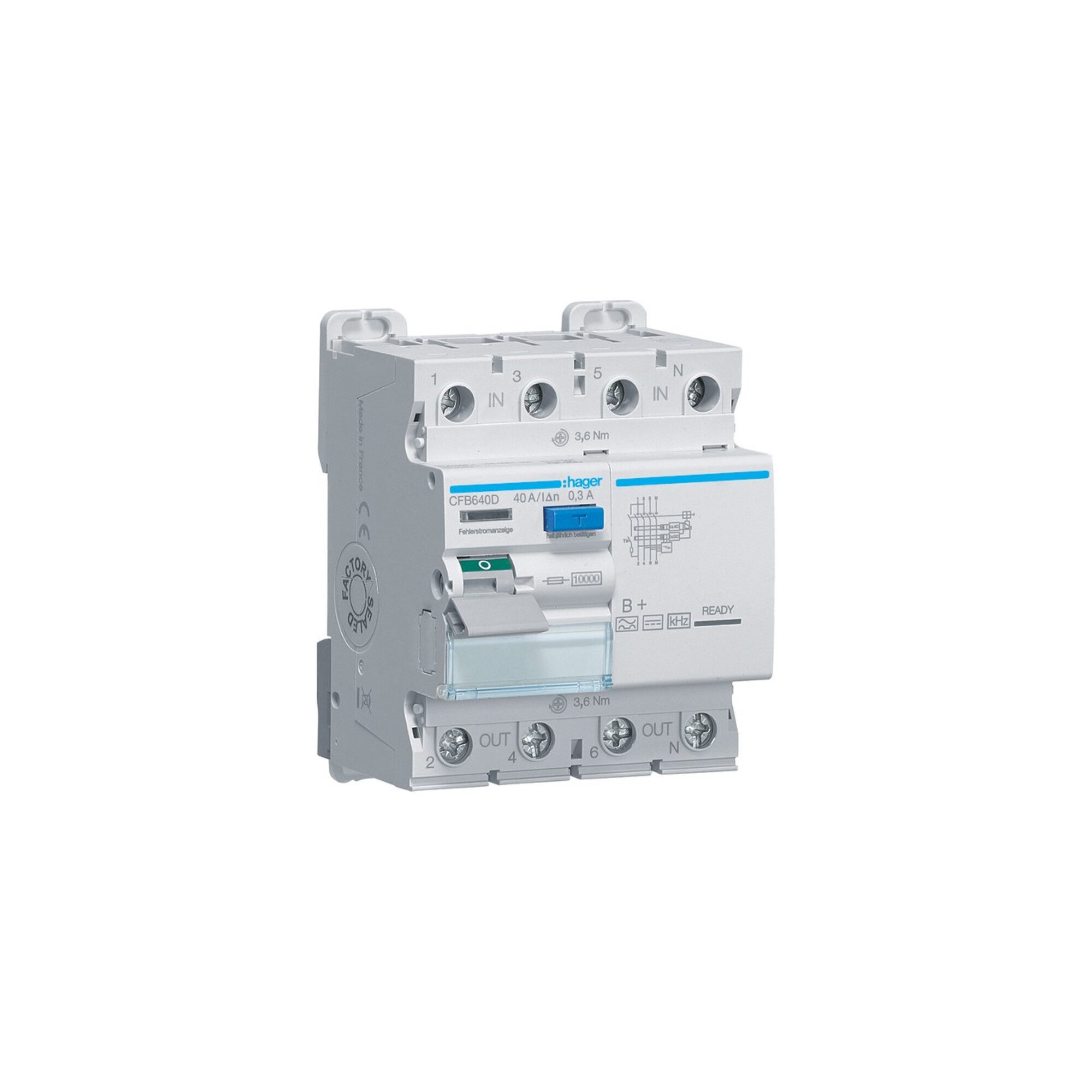 Hager Werkzeugkoffer Hager FI-Schutzschalter 4P 40A 300mA B CFB640D