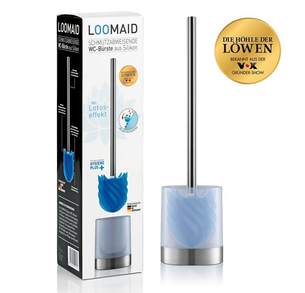 LOOMAID WC-Reinigungsbürste LOOMAID WC-Bürste blau & Halter milchig, Toilettenbürste Klobürste WC-Bürste Silikonkopf blau/milchig
