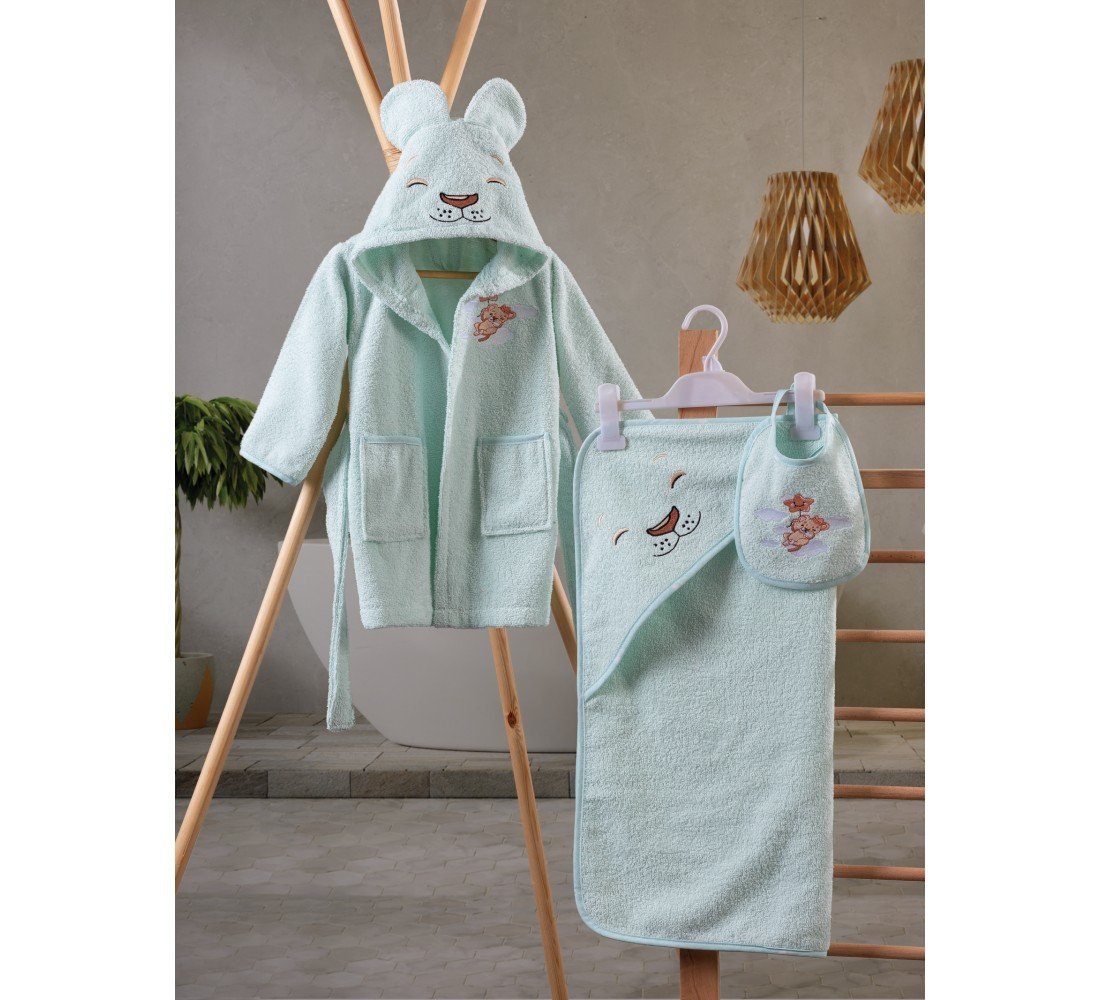 Cotton Box Babybademantel Set Babybademantel Taschen Kapuze %100 Jungs Gürtel aufgesetzten Babybademantel (330gr/m2) Mädchen, mit Baumwolle, und Babybademantel