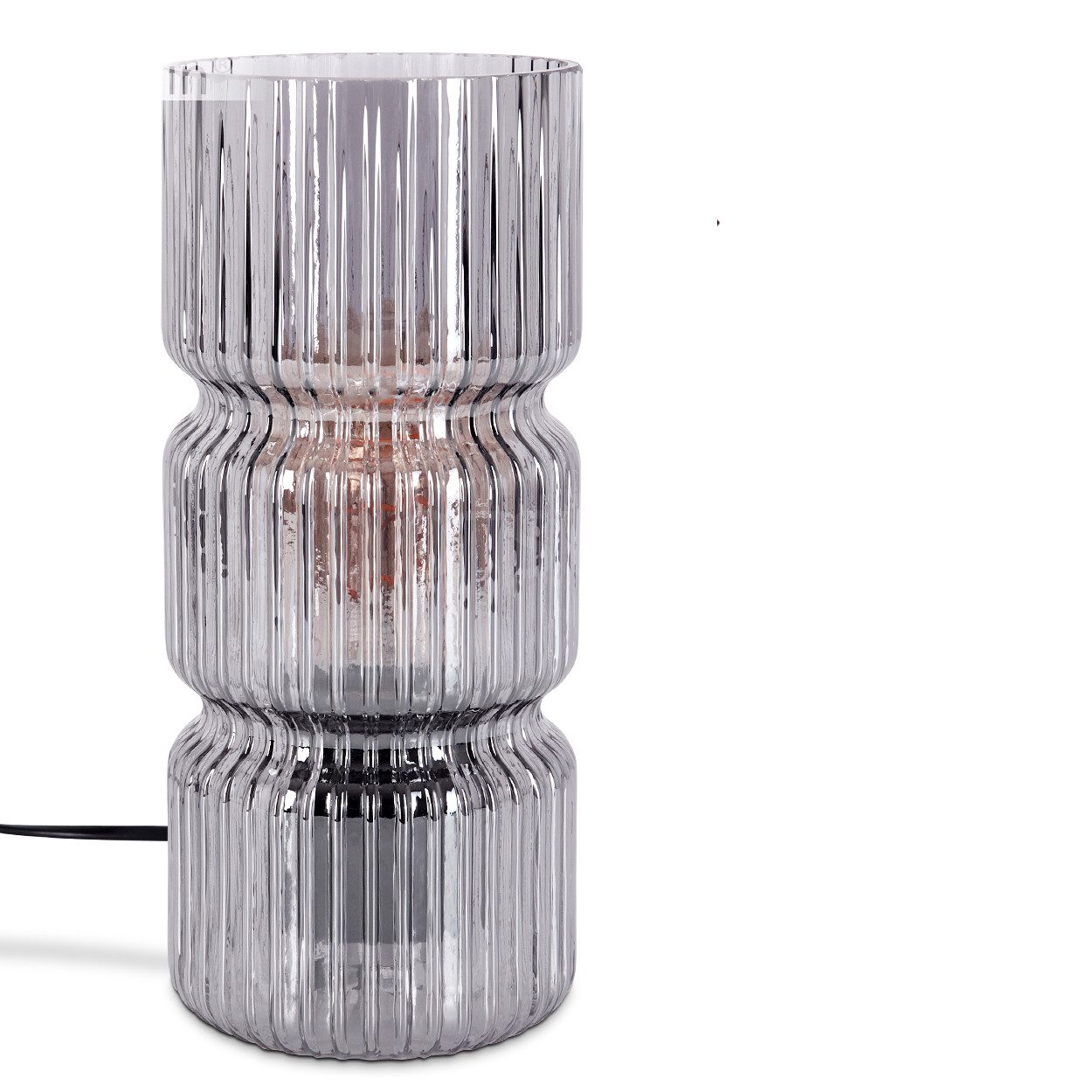 hofstein Tischleuchte Tischlampe aus Metall/Glas in Schwarz/Rauchfarben, ohne Leuchtmittel, mit Glasschirm (10,5cm) u. An/-Auschalter, 1x E27, ohne Leuchtmittel