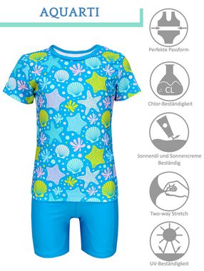 Aquarti Badeanzug Baby Mädchen Zweiteiler Kinder Badeanzug Set Shirt Badehose UV-Schutz