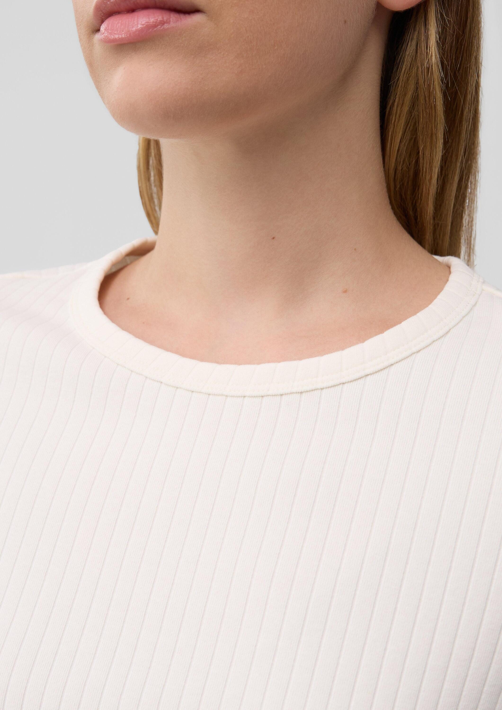 s.Oliver Kurzarmshirt T-Shirt Geripptes Jerseyshirt aus Baumwollstretch