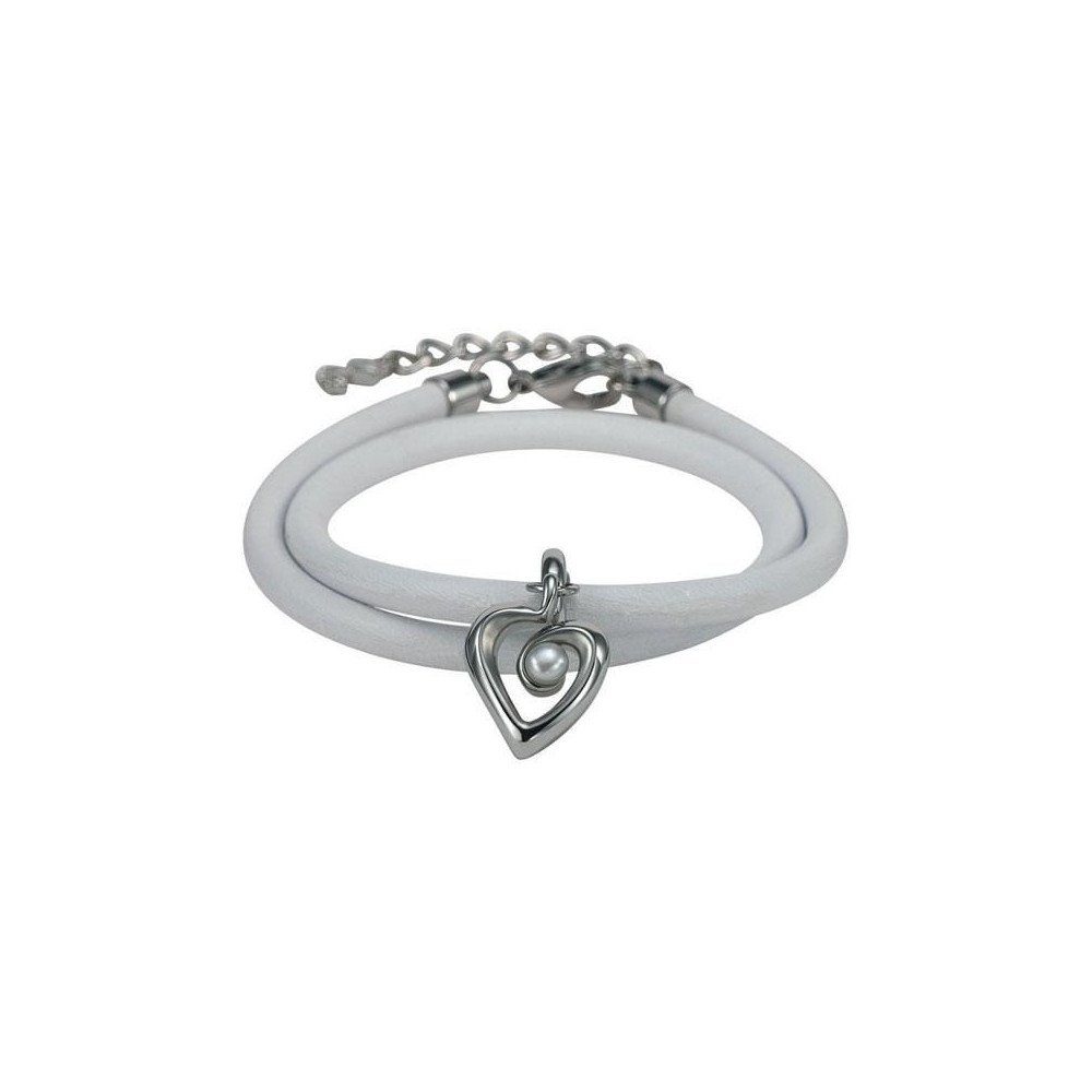 SKAGEN Lederarmband JBW0017, Frei beweglicher Herzanhänger mit Synth. Perle