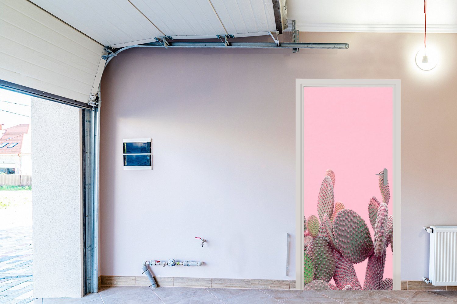 MuchoWow Matt, bedruckt, Tür, (1 Pflanzen - Sommer, für Türaufkleber, 75x205 cm Türtapete Fototapete Kaktus St), -