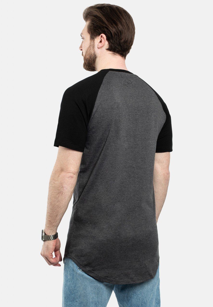 T-Shirt Round Blackskies Kurzarm T-Shirt Baseball Charcoal-Schwarz Medium Longshirt