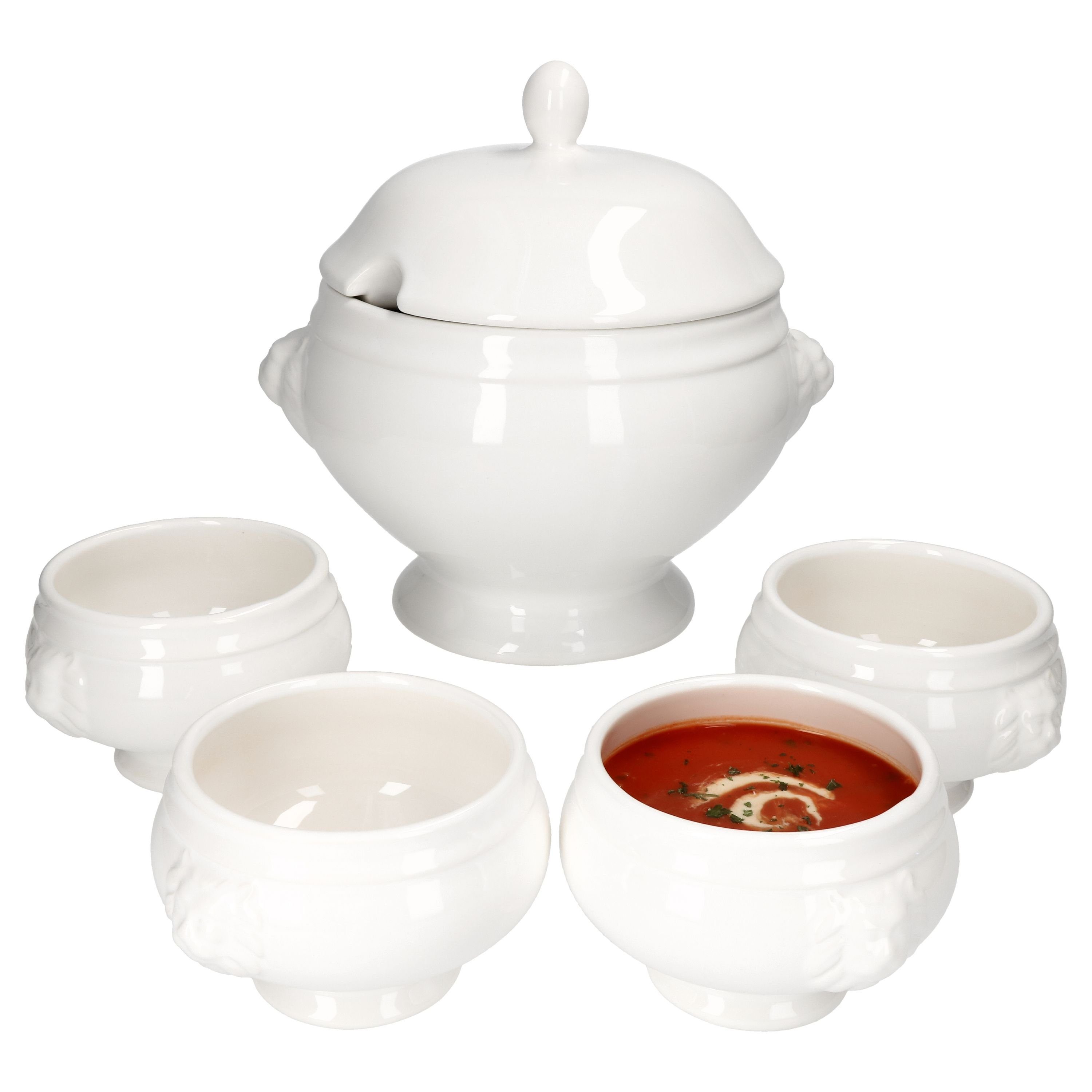 Suppenschüssel MamboCat 5tlg. Set Löwenkopfterrine Leo 3L + 4x 0,45L