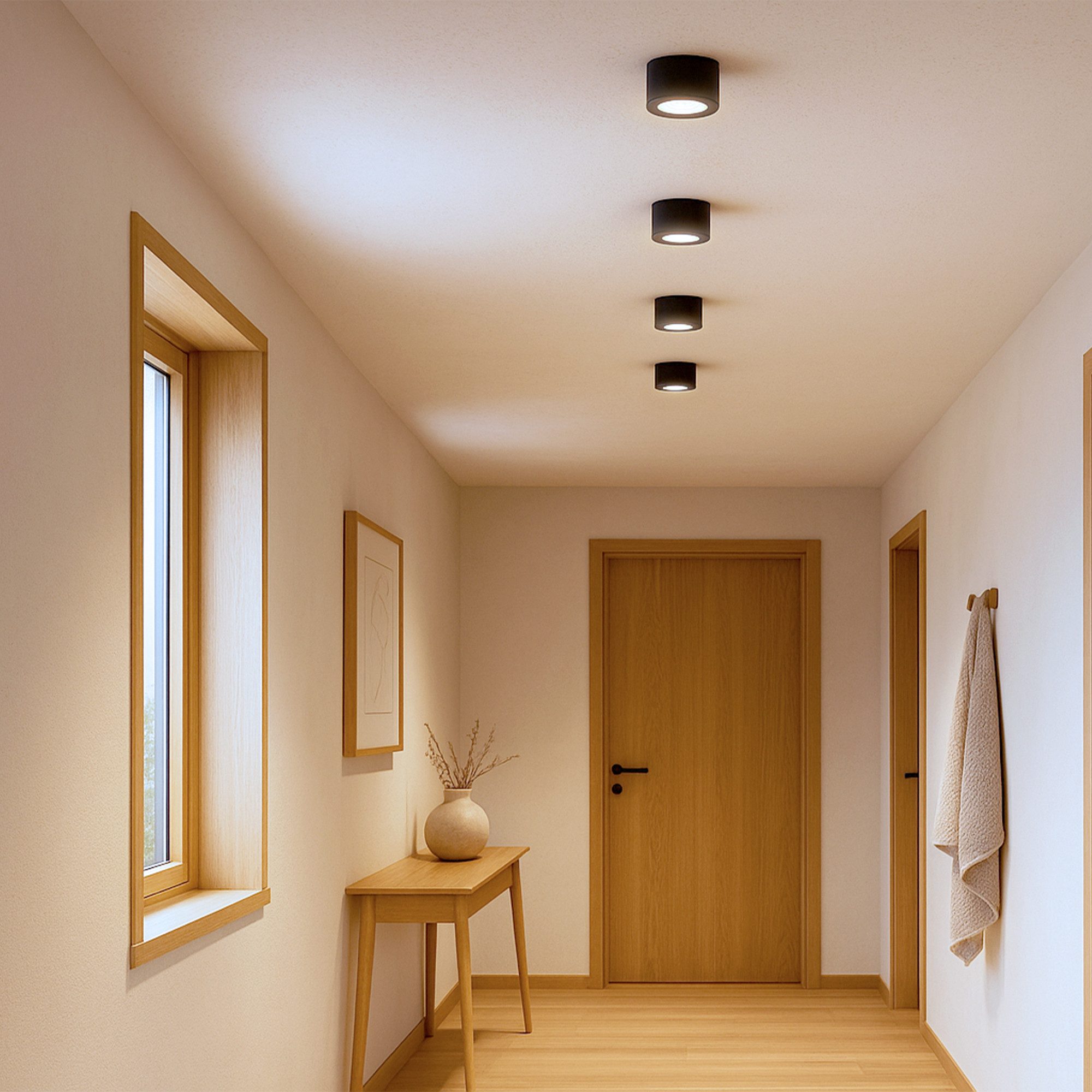 SSC-LUXon LED Aufbaustrahler LANTI Deckenspot rund schwarz schwenkbar mit LED Lampe 4W neutralweiß, Neutralweiß