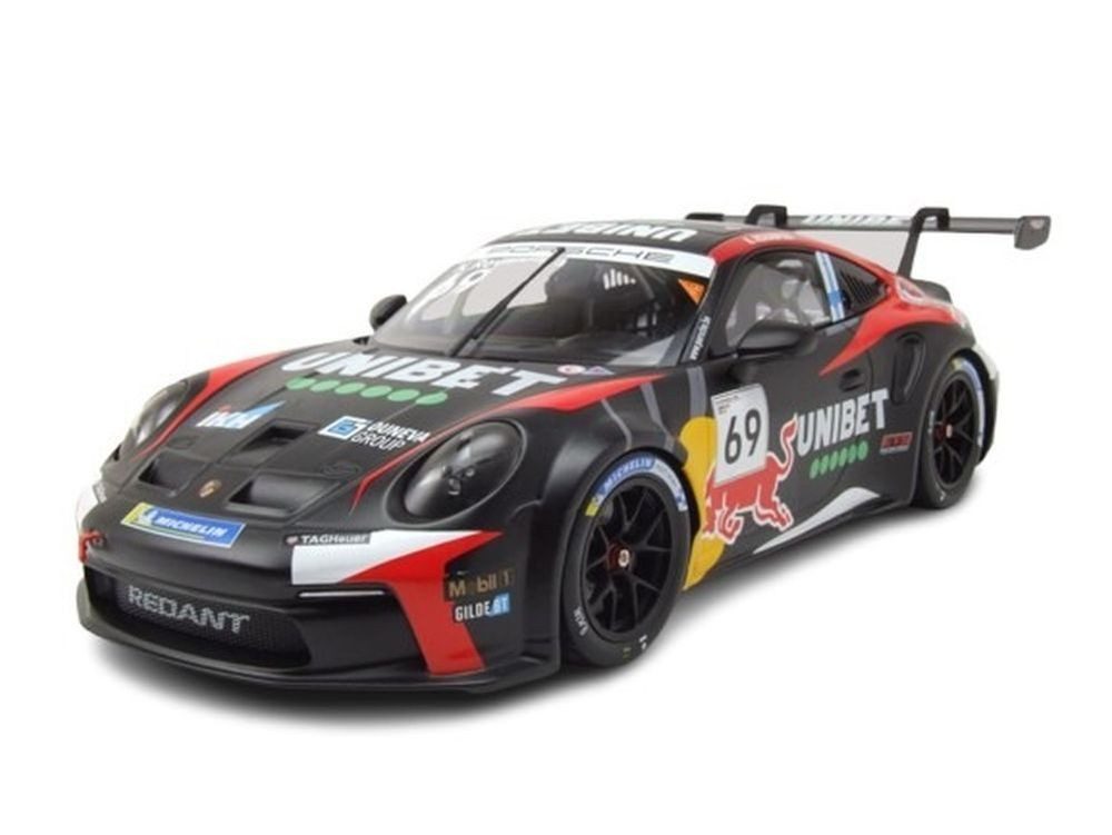 ixo Models Modellauto Porsche 911 GT3 Cup #69 Zolder 2024 schwarz Rovenpera, Maßstab 1:18