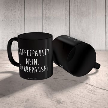 Mr. & Mrs. Panda Tasse Kaffeepause? Nein, Farbepause! - Schwarz - Geschenk, Beruf, Kollegin, Keramik, Exklusive Motive