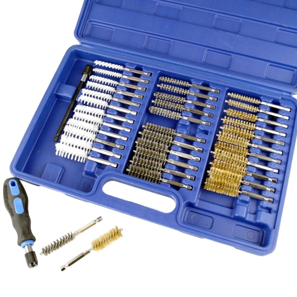 HÖFFTECH Drahtbürste Bürstensatz 38tlg. Rundbürsten Nylon Messing Stahldraht Bürsten, (38-tlg), Komplett Меню