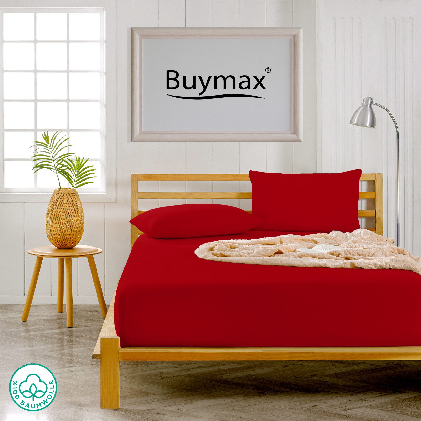 Buymax Kissenbezüge Kissenbezug 100% Baumwolle Premium Jersey, (2 Stück), Kissenhüllen, Reißverschluss, atmungsaktiv, unifarben, einfarbig