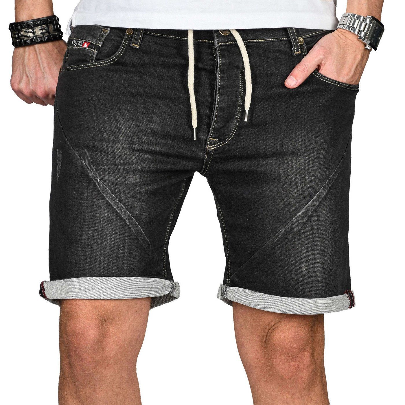 Alessandro Salvarini Jeansshorts ASAbramo Stretch mit Elasthan schwarz