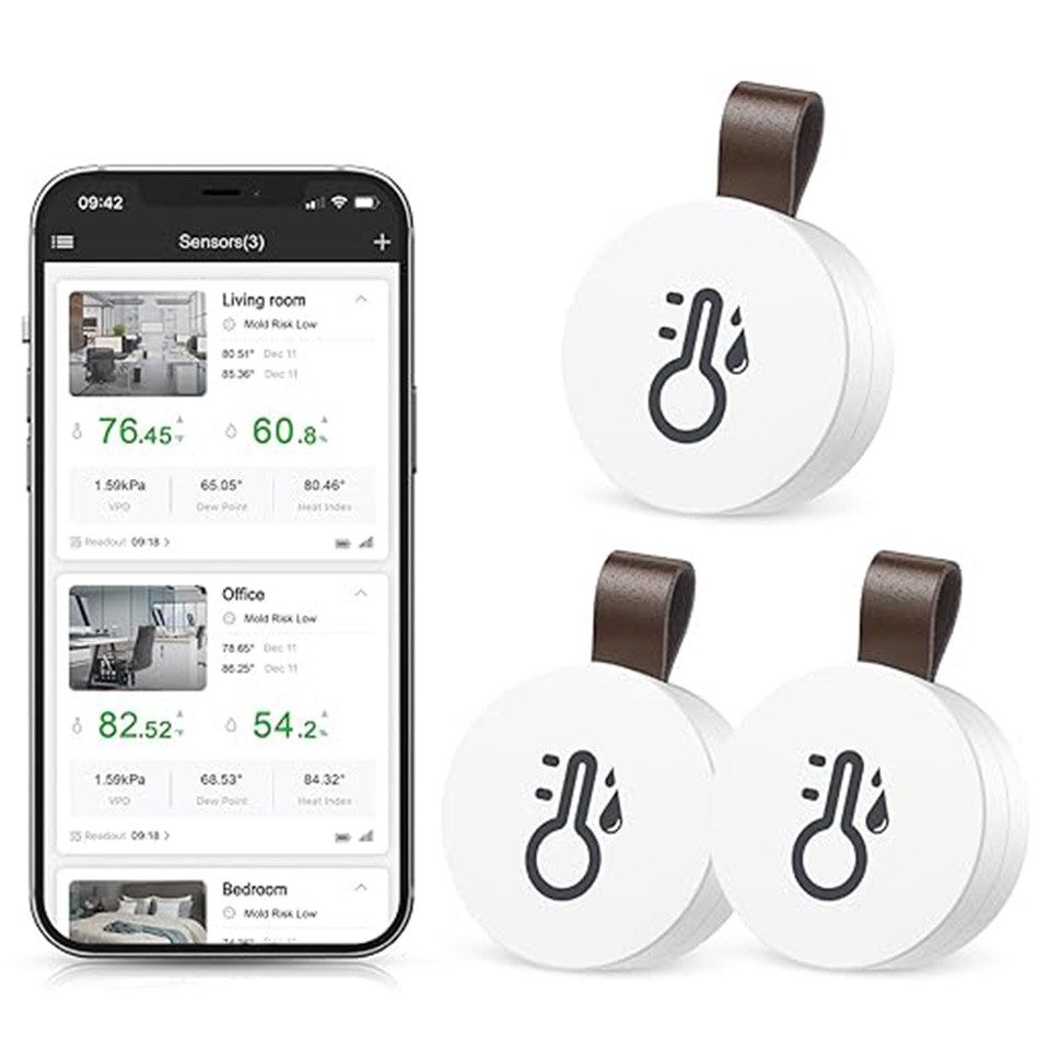 Coonoor Raumthermometer Bluetooth-Thermometer und Hygrometer mit Datenspeicherfunktion