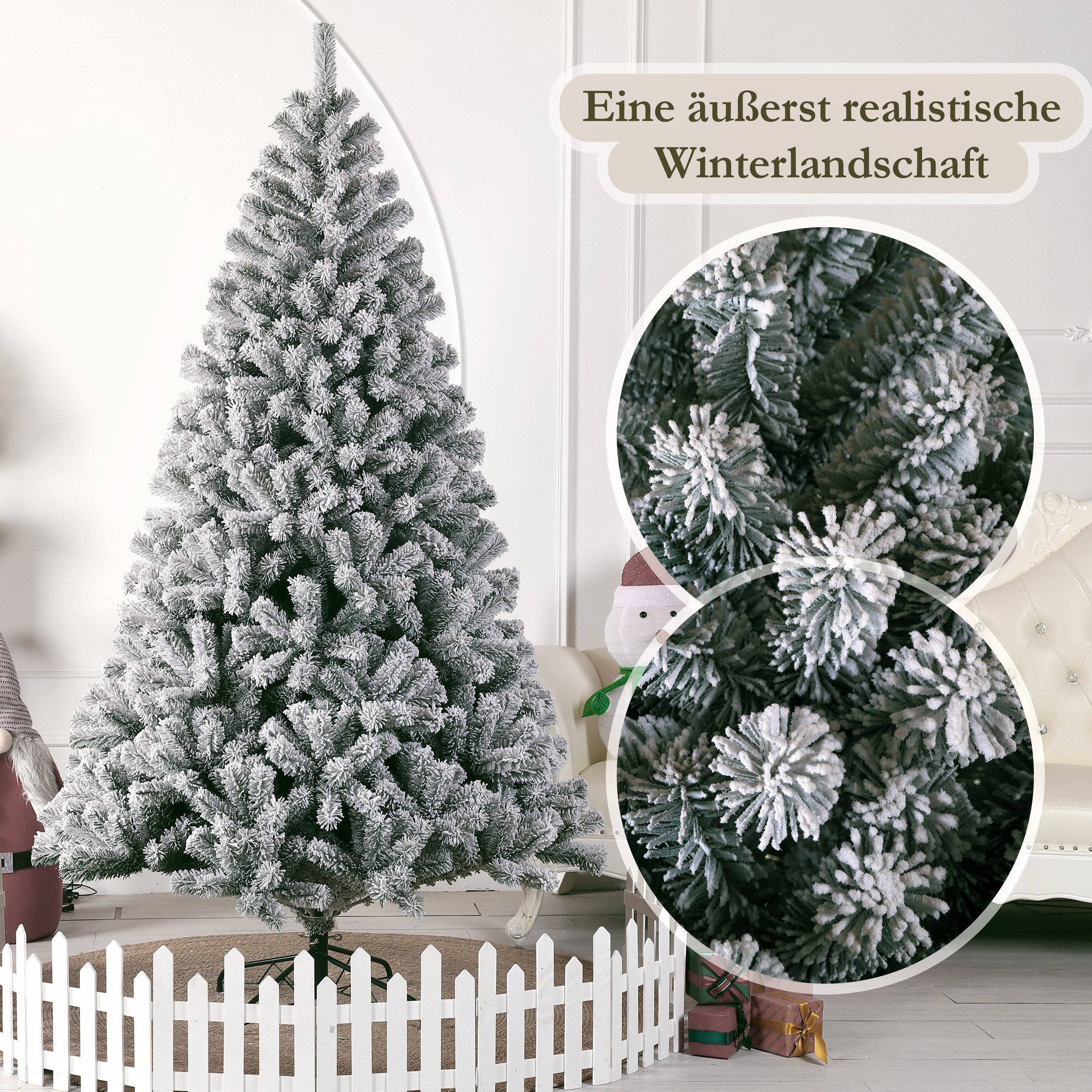 Vankel Künstlicher Weihnachtsbaum Tannenbaum PVC, 180cm mit LED Tannenzapfe günstig online kaufen