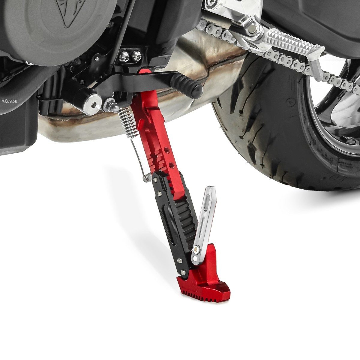 Tourtecs Motorrad-Seitenständer Motorrad Seitenständer Universal Höhenverstellbar Aluminium # rot