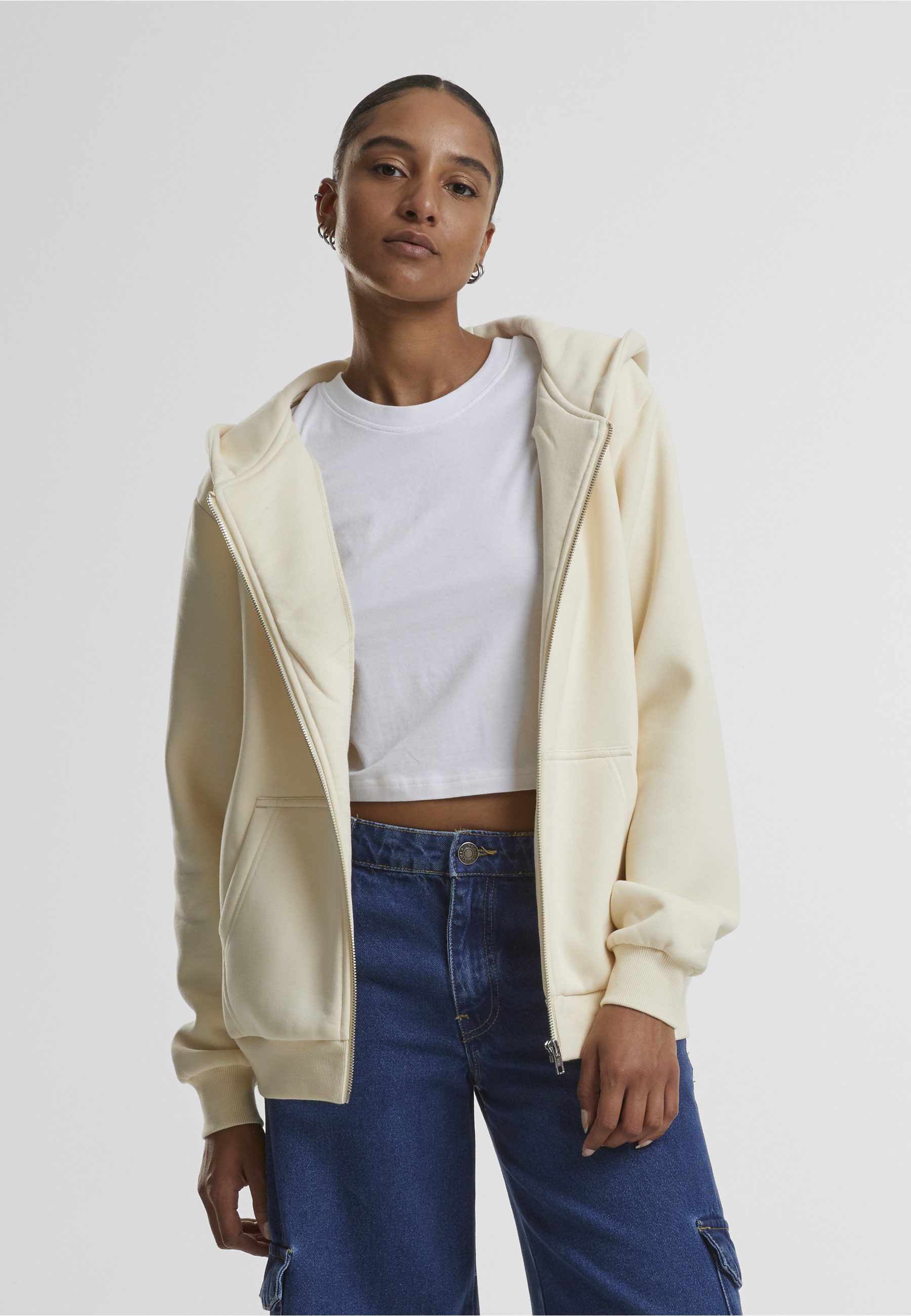 URBAN CLASSICS Cardigan Urban Classics Ladies Fluffy Zip Cardigan (1-tlg)