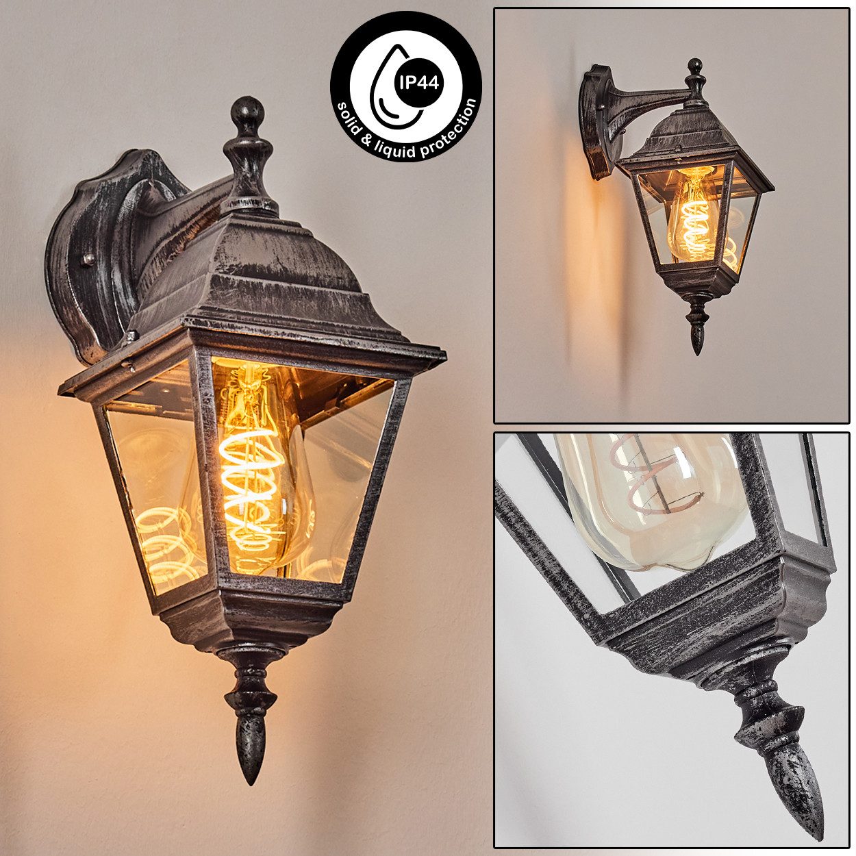 hofstein Außen-Wandleuchte Außenwandlampe aus Metall/Glas in günstig online kaufen